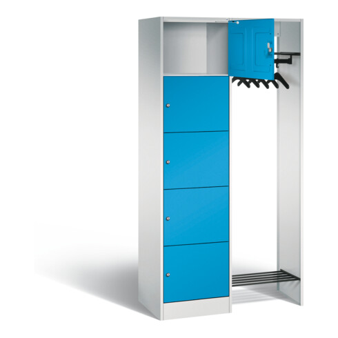 C+P Offene Garderobe Serie 8070, H1950xB960xT480mm, Front Lichtblau, Korpus Lichtgrau (82700-00)