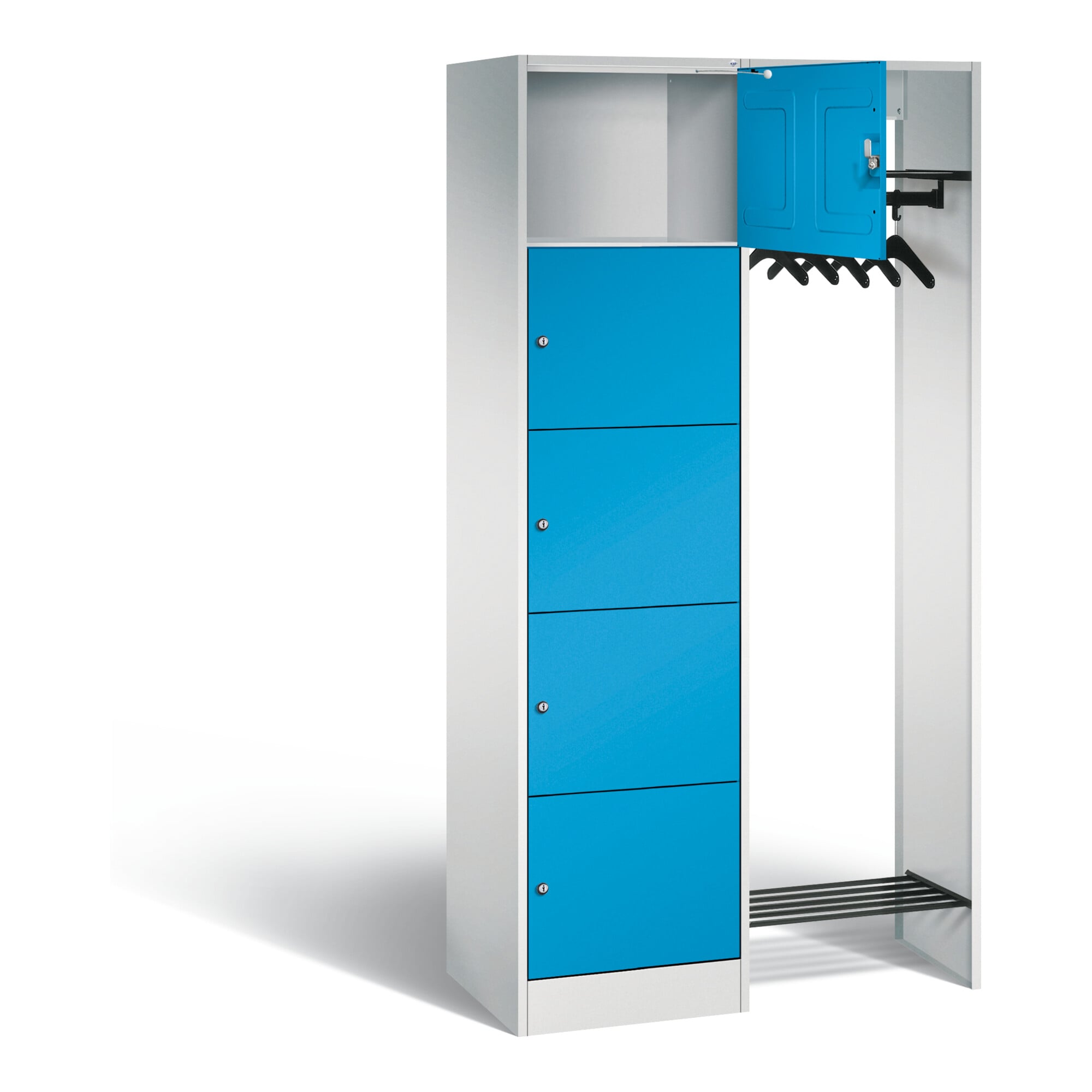 C+P Offene Garderobe Serie 8070, H1950xB960xT480mm, Front Lichtblau, Korpus Lichtgrau (82700-00) ; C + P Möbelsysteme