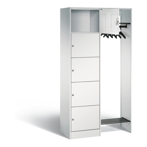 C+P Offene Garderobe Serie 8070, H1950xB960xT480mm, Front Lichtgrau, Korpus Lichtgrau (82700-00)