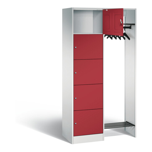 C+P Offene Garderobe Serie 8070, H1950xB960xT480mm, Front Rubinrot, Korpus Lichtgrau (82700-00)