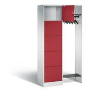 C+P Offene Garderobe Serie 8070, H1950xB960xT480mm, Front Rubinrot, Korpus Lichtgrau (82700-00)
