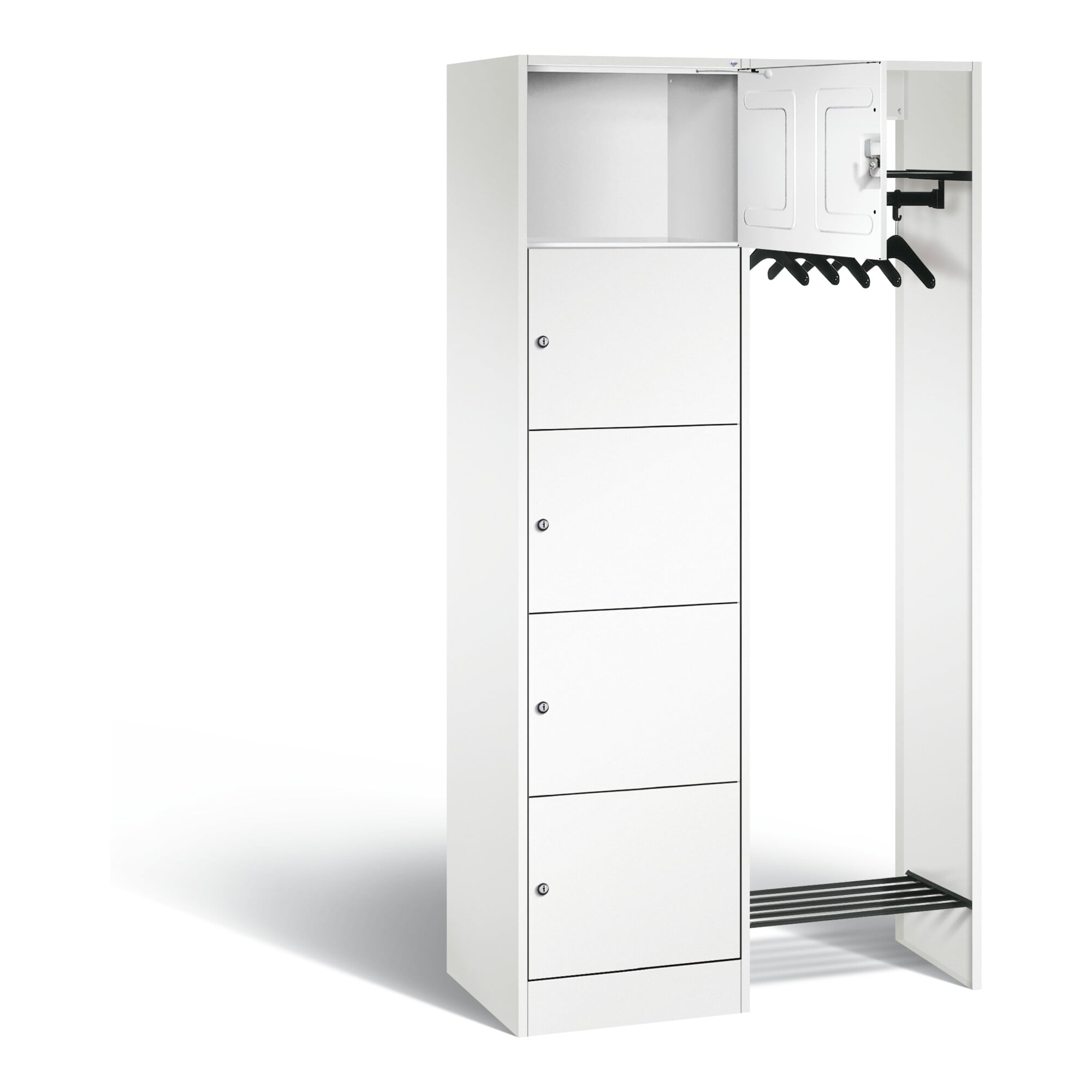 C+P Offene Garderobe Serie 8070, H1950xB960xT480mm, Front Verkehrsweiß, Korpus Verkehrsweiß (82700-00) ; C + P Möbelsysteme