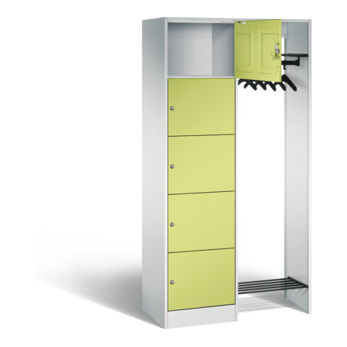 C+P Offene Garderobe Serie 8070, H1950xB960xT480mm, Front Viridingrün, Korpus Lichtgrau (82700-00)