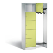 C+P Offene Garderobe Serie 8070, H1950xB960xT480mm, Front Viridingrün, Korpus Lichtgrau (82700-00)