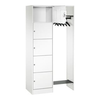 C+P Porte-manteau ouvert Série 8070 5 compartiments Socle 1950 × 960 × 480 mm blanc