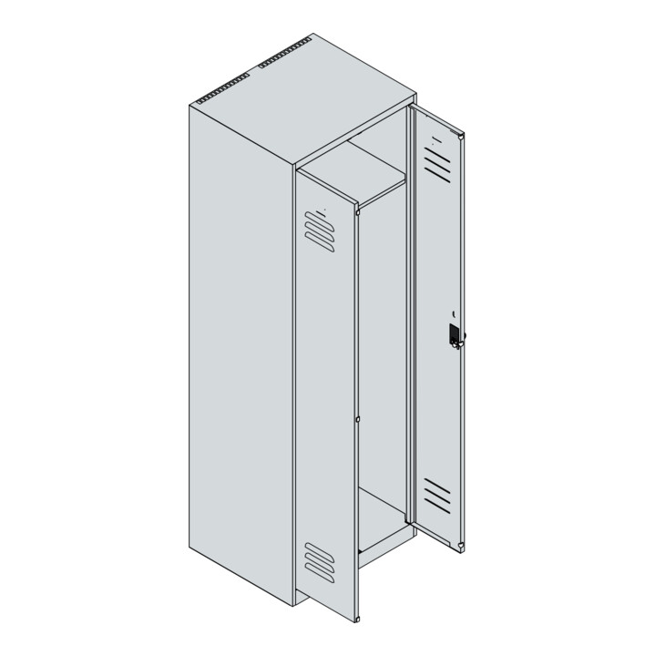 C+P PSA Doppel-Spind Classic PLUS, 2 Abteile, 1850x600x500mm, 7035/2004 Verschluss Sicherheits-Drehriegel