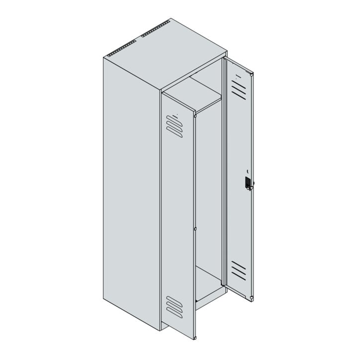 C+P PSA Doppel-Spind Classic PLUS, 2 Abteile, 1850x600x500mm, 7035/2004 Verschluss Sicherheits-Drehriegel