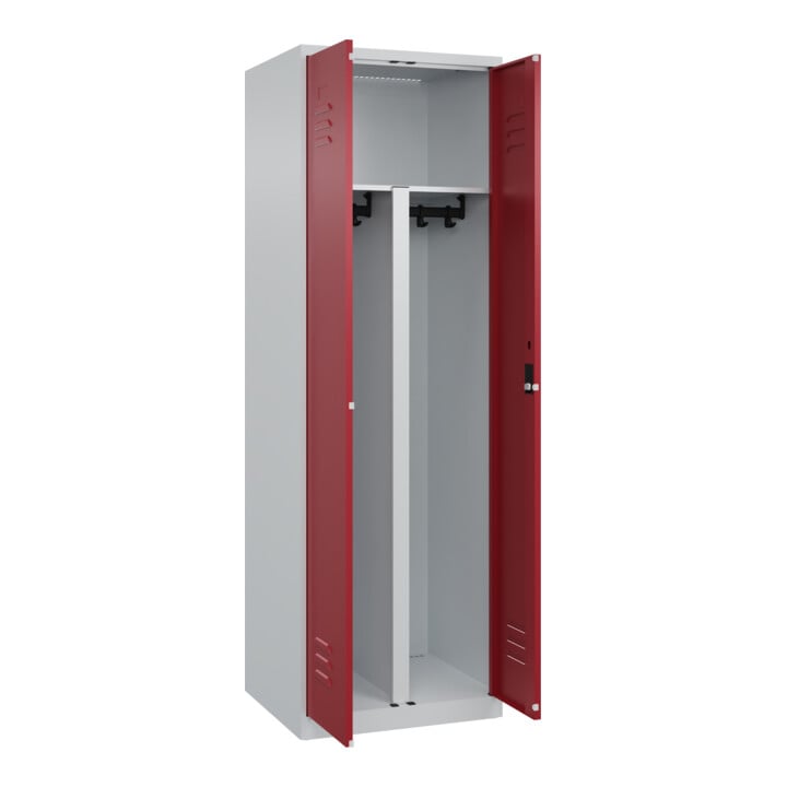 C+P PSA Doppel-Spind Classic PLUS, 2 Abteile, 1850x600x500mm, 7035/3003 Verschluss Zylinderschloss