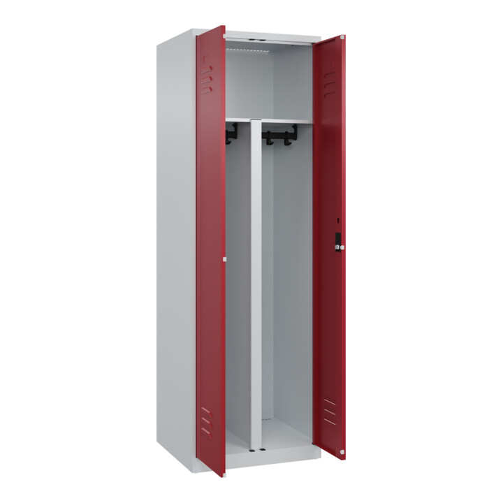C+P PSA Doppel-Spind Classic PLUS, 2 Abteile, 1850x600x500mm, 7035/3003 Verschluss Zylinderschloss
