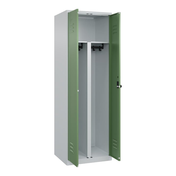 C+P PSA Doppel-Spind Classic PLUS, 2 Abteile, 1850x600x500mm, 7035/6011 Verschluss Sicherheits-Drehriegel