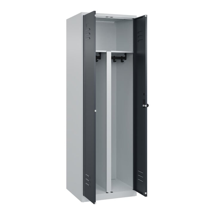 C+P PSA Doppel-Spind Classic PLUS, 2 Abteile, 1850x600x500mm, 7035/7016 Verschluss Sicherheits-Drehriegel