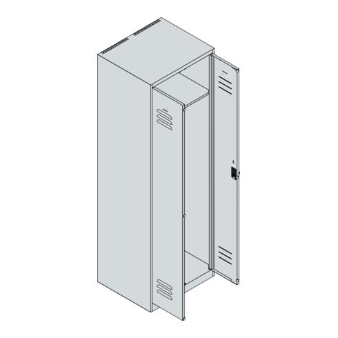 C+P PSA Doppel-Spind Classic PLUS, 2 Abteile, 1850x600x500mm, 7035/7016 Verschluss Sicherheits-Drehriegel