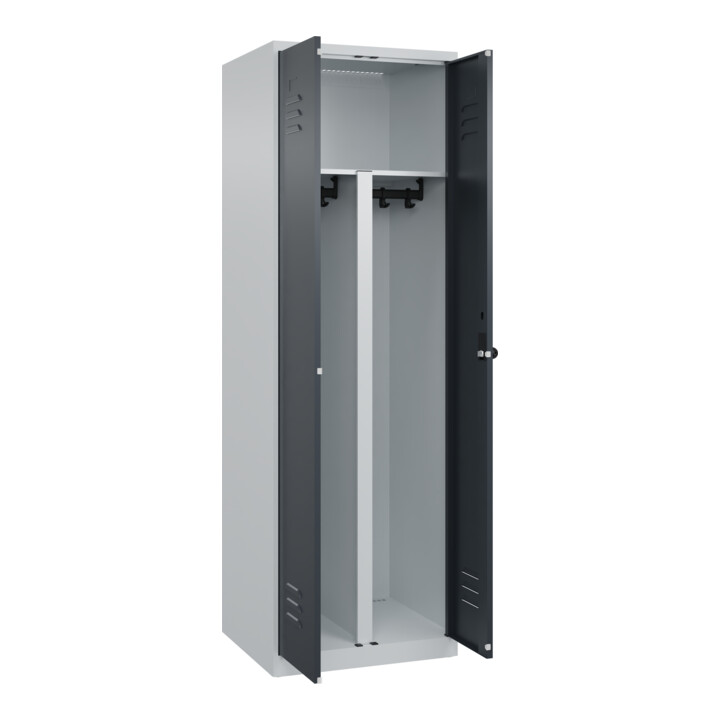C+P PSA Doppel-Spind Classic PLUS, 2 Abteile, 1850x600x500mm, 7035/7016 Verschluss Sicherheits-Drehriegel