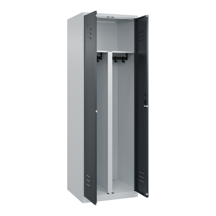 C+P PSA Doppel-Spind Classic PLUS, 2 Abteile, 1850x600x500mm, 7035/7016 Verschluss Zylinderschloss