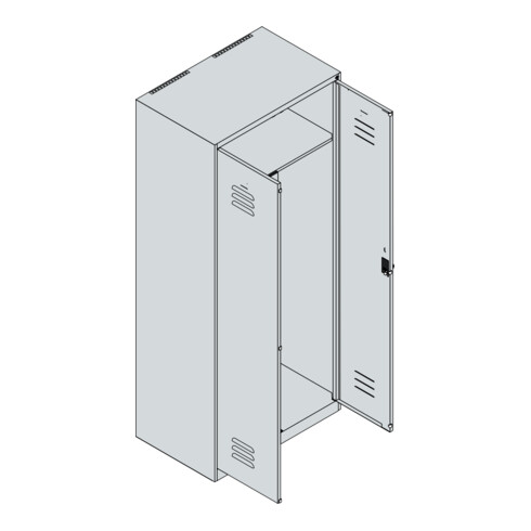 C+P PSA Doppel-Spind Classic PLUS, 2 Abteile, 1850x800x500mm, 7016/7035 Verschluss Sicherheits-Drehriegel