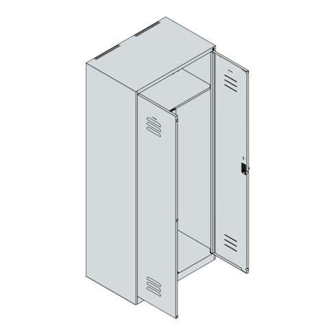 C+P PSA Doppel-Spind Classic PLUS, 2 Abteile, 1850x800x500mm, 7035/3003 Verschluss Sicherheits-Drehriegel