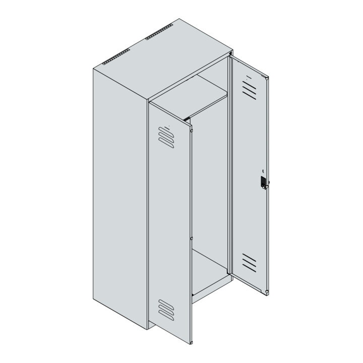 C+P PSA Doppel-Spind Classic PLUS, 2 Abteile, 1850x800x500mm, 7035/3003 Verschluss Sicherheits-Drehriegel