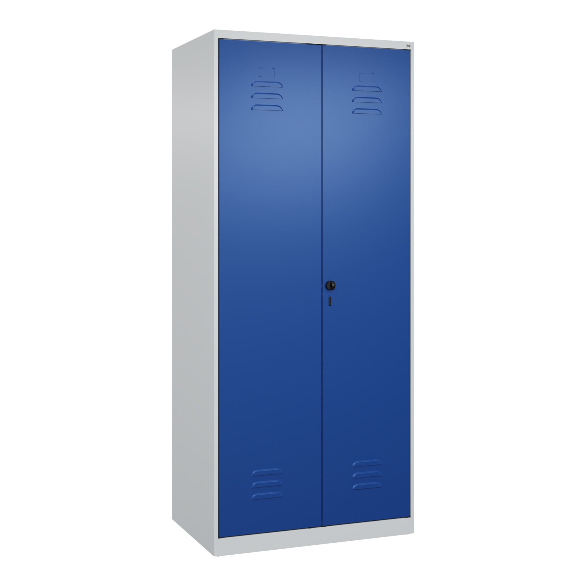 C+P PSA Doppel-Spind Classic PLUS, 2 Abteile, 1850x800x500mm, 7035/5010 Verschluss Sicherheits-Drehriegel ; C + P Möbelsysteme