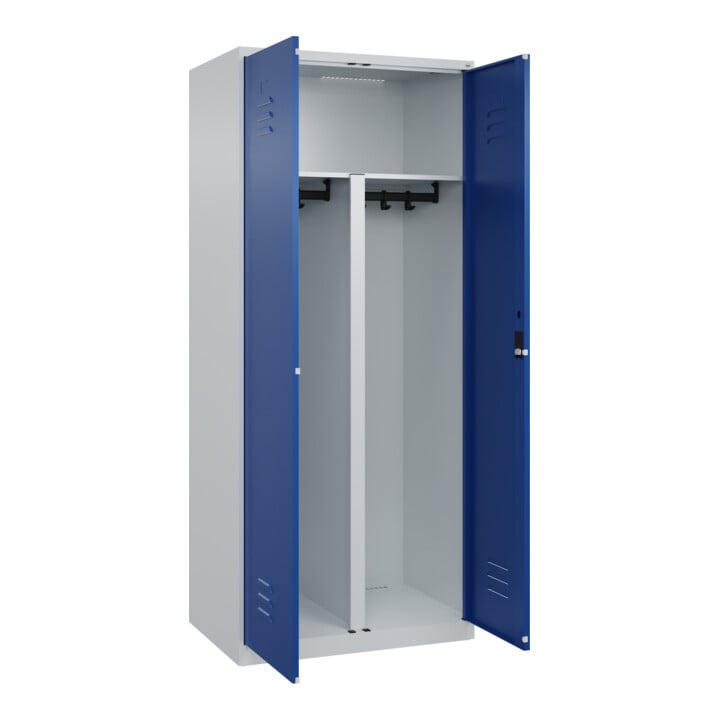 C+P PSA Doppel-Spind Classic PLUS, 2 Abteile, 1850x800x500mm, 7035/5010 Verschluss Zylinderschloss
