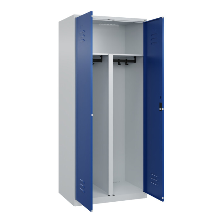 C+P PSA Doppel-Spind Classic PLUS, 2 Abteile, 1850x800x500mm, 7035/5010 Verschluss Zylinderschloss