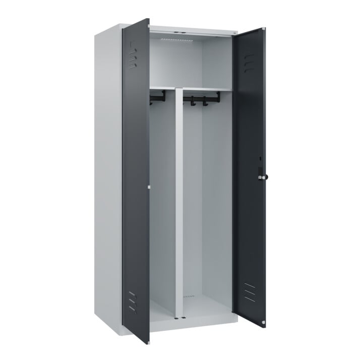 C+P PSA Doppel-Spind Classic PLUS, 2 Abteile, 1850x800x500mm, 7035/7016 Verschluss Sicherheits-Drehriegel