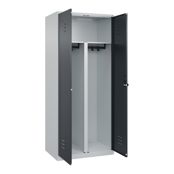 C+P PSA Doppel-Spind Classic PLUS, 2 Abteile, 1850x800x500mm, 7035/7016 Verschluss Sicherheits-Drehriegel