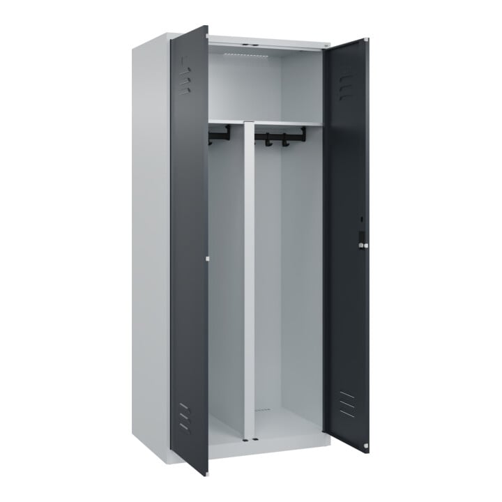 C+P PSA Doppel-Spind Classic PLUS, 2 Abteile, 1850x800x500mm, 7035/7016 Verschluss Zylinderschloss