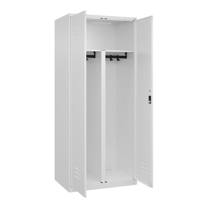 C+P PSA Doppel-Spind Classic PLUS, 2 Abteile, 1850x800x500mm, 9016/9016 Verschluss Zylinderschloss