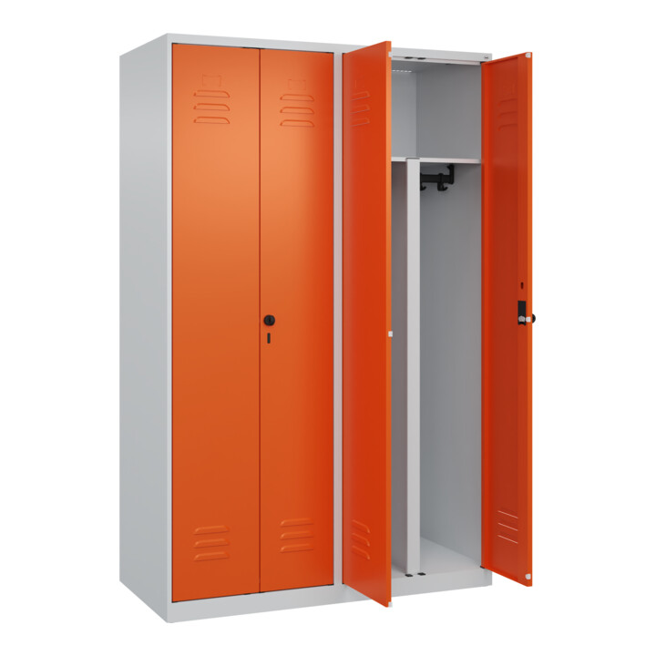 C+P PSA Doppel-Spind Classic PLUS, 4 Abteile, 1850x1200x500mm, 7035/2004 Verschluss Sicherheits-Drehriegel