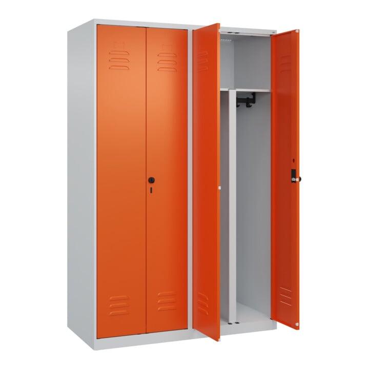 C+P PSA Doppel-Spind Classic PLUS, 4 Abteile, 1850x1200x500mm, 7035/2004 Verschluss Sicherheits-Drehriegel
