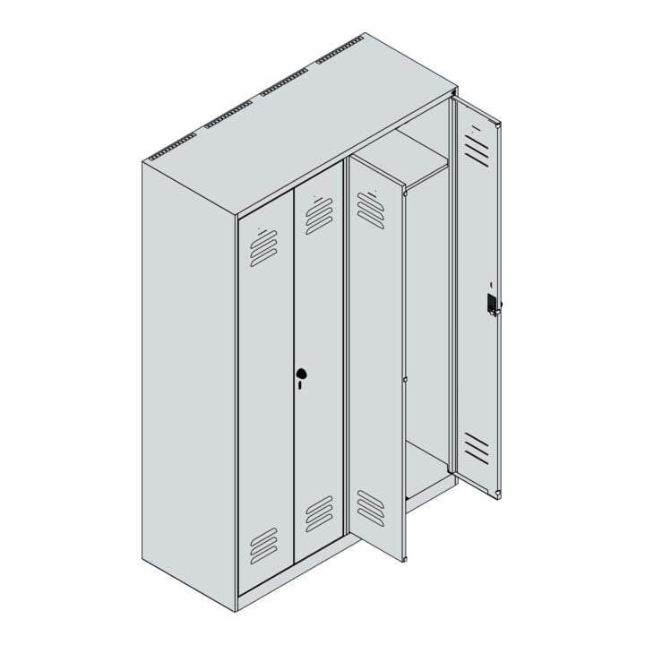 C+P PSA Doppel-Spind Classic PLUS, 4 Abteile, 1850x1200x500mm, 7035/2004 Verschluss Sicherheits-Drehriegel
