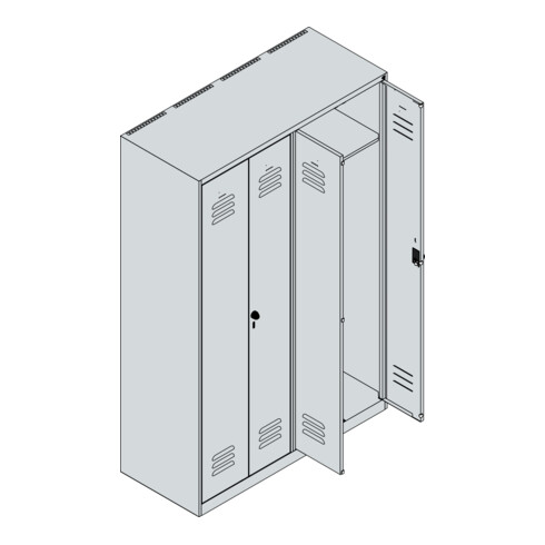 C+P PSA Doppel-Spind Classic PLUS, 4 Abteile, 1850x1200x500mm, 7035/2004 Verschluss Zylinderschloss