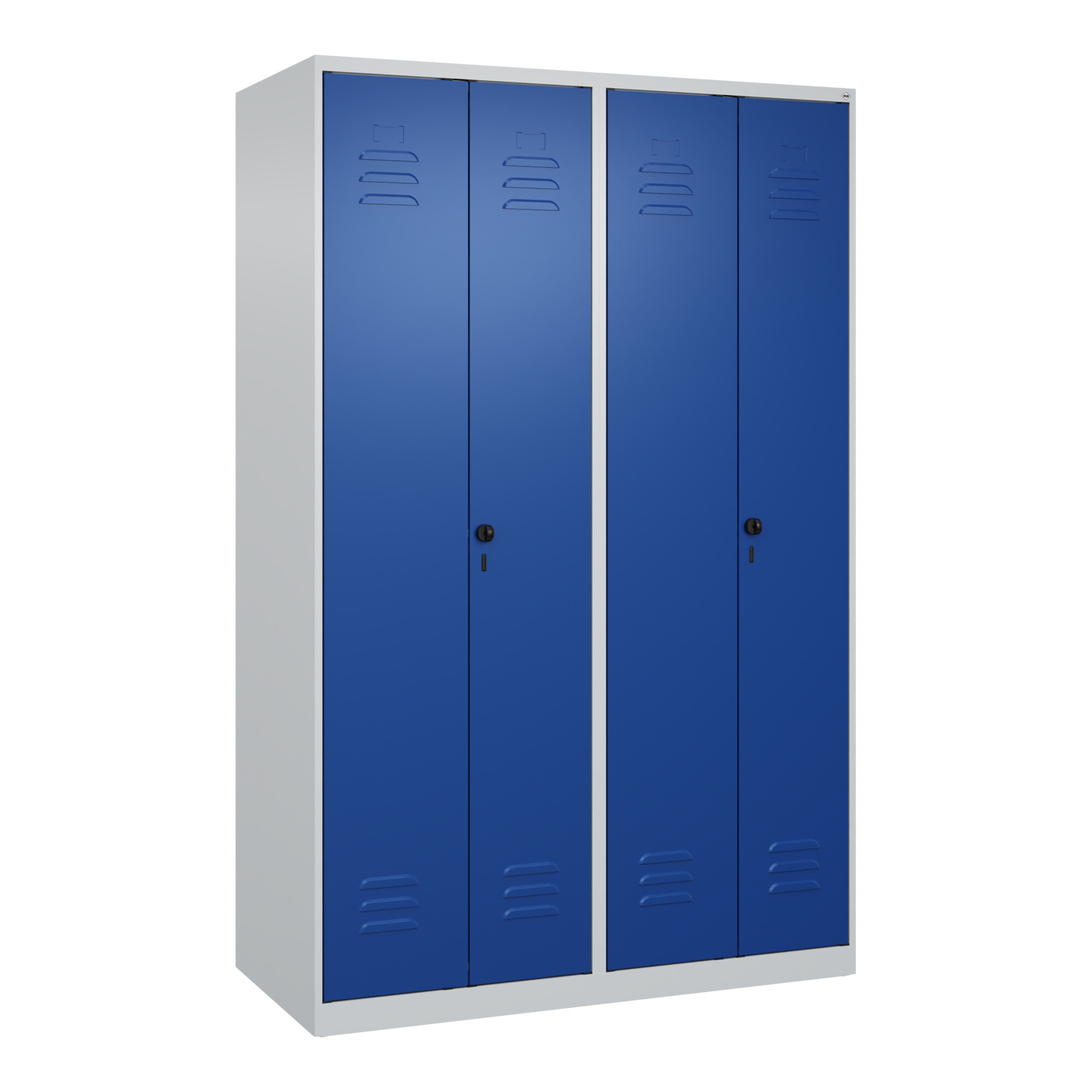 C+P PSA Doppel-Spind Classic PLUS, 4 Abteile, 1850x1200x500mm, 7035/5010 Verschluss Sicherheits-Drehriegel ; C + P Möbelsysteme