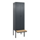 C+P PSA Doppel-Spind Classic PLUS, Bank, 2 Abteile, 2120x600x815mm, 7016/7016 Verschluss Sicherheits-Drehriegel Sitzbanktyp auskragend Material Sitzfläche Buche-Hartholz-1