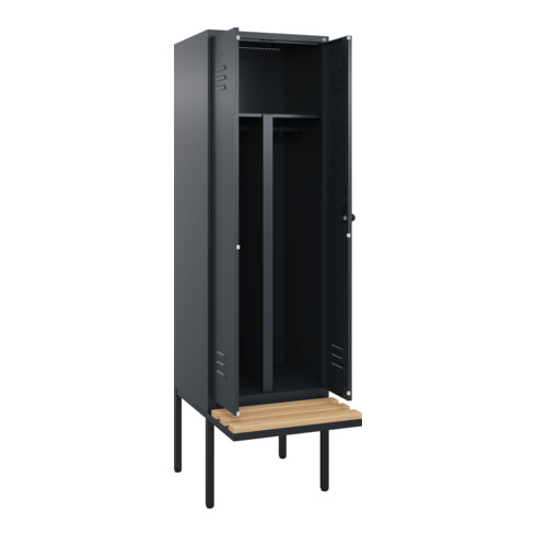 C+P PSA Doppel-Spind Classic PLUS, Bank, 2 Abteile, 2120x600x815mm, 7016/7016 Verschluss Sicherheits-Drehriegel Sitzbanktyp auskragend Material Sitzfläche Buche-Hartholz