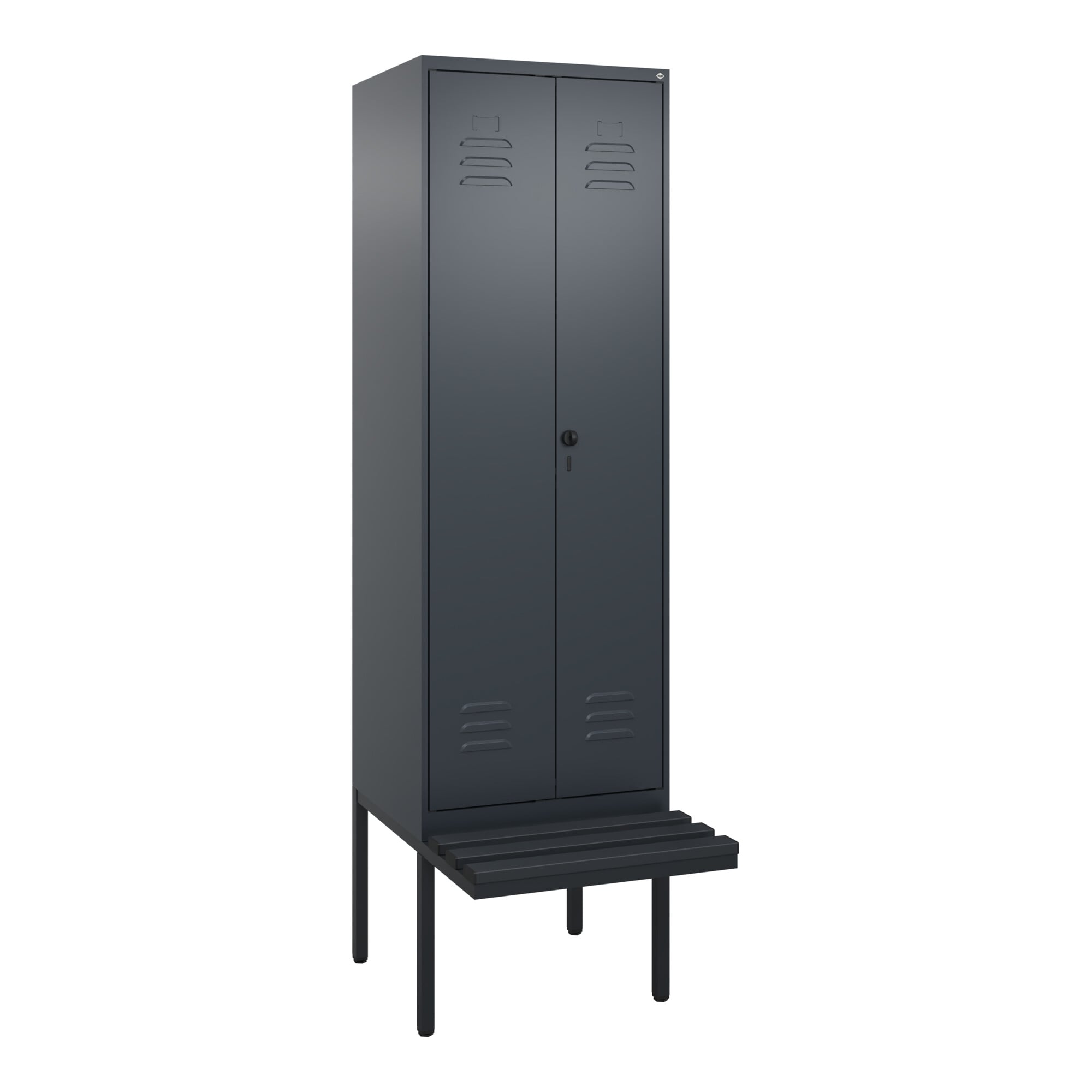 C+P PSA Doppel-Spind Classic PLUS, Bank, 2 Abteile, 2120x600x815mm, 7016/7016 Verschluss Sicherheits-Drehriegel Sitzbanktyp auskragend Material Sitzfl