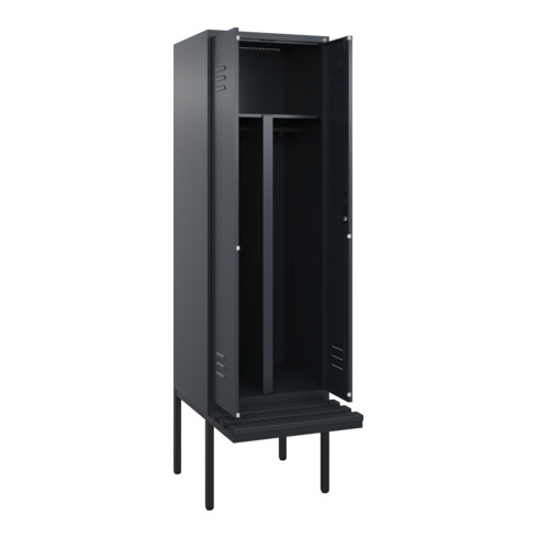 C+P PSA Doppel-Spind Classic PLUS, Bank, 2 Abteile, 2120x600x815mm, 7016/7016 Verschluss Zylinderschloss Sitzbanktyp auskragend Material Sitzfläche Kunststoff