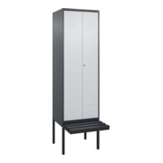 C+P PSA Doppel-Spind Classic PLUS, Bank, 2 Abteile, 2120x600x815mm, 7016/7035 Verschluss Zylinderschloss Sitzbanktyp auskragend Material Sitzfläche Kunststoff