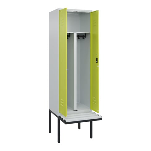 C+P PSA Doppel-Spind Classic PLUS, Bank, 2 Abteile, 2120x600x815mm, 7035/0024 Verschluss Zylinderschloss Sitzbanktyp auskragend Material Sitzfläche Kunststoff