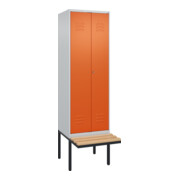 C+P PSA Doppel-Spind Classic PLUS, Bank, 2 Abteile, 2120x600x815mm, 7035/2004 Verschluss Zylinderschloss Sitzbanktyp auskragend Material Sitzfläche Buche-Hartholz
