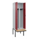 C+P PSA Doppel-Spind Classic PLUS, Bank, 2 Abteile, 2120x600x815mm, 7035/3003 Verschluss Sicherheits-Drehriegel Sitzbanktyp auskragend Material Sitzfläche Buche-Hartholz