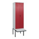 C+P PSA Doppel-Spind Classic PLUS, Bank, 2 Abteile, 2120x600x815mm, 7035/3003 Verschluss Sicherheits-Drehriegel Sitzbanktyp auskragend Material Sitzfläche Kunststoff-1