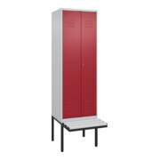 C+P PSA Doppel-Spind Classic PLUS, Bank, 2 Abteile, 2120x600x815mm, 7035/3003 Verschluss Zylinderschloss Sitzbanktyp auskragend Material Sitzfläche Kunststoff