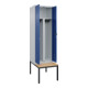 C+P PSA Doppel-Spind Classic PLUS, Bank, 2 Abteile, 2120x600x815mm, 7035/5010 Verschluss Sicherheits-Drehriegel Sitzbanktyp untergebaut Material Sitzfläche Buche-Hartholz-1