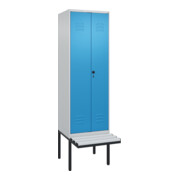 C+P PSA Doppel-Spind Classic PLUS, Bank, 2 Abteile, 2120x600x815mm, 7035/5012 Verschluss Sicherheits-Drehriegel Sitzbanktyp auskragend Material Sitzfläche Kunststoff