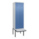 C+P PSA Doppel-Spind Classic PLUS, Bank, 2 Abteile, 2120x600x815mm, 7035/5023 Verschluss Zylinderschloss Sitzbanktyp auskragend Material Sitzfläche Kunststoff-1