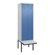 C+P PSA Doppel-Spind Classic PLUS, Bank, 2 Abteile, 2120x600x815mm, 7035/5023 Verschluss Zylinderschloss Sitzbanktyp auskragend Material Sitzfläche Kunststoff