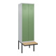 C+P PSA Doppel-Spind Classic PLUS, Bank, 2 Abteile, 2120x600x815mm, 7035/6011 Verschluss Zylinderschloss Sitzbanktyp auskragend Material Sitzfläche Buche-Hartholz-1