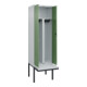 C+P PSA Doppel-Spind Classic PLUS, Bank, 2 Abteile, 2120x600x815mm, 7035/6011 Verschluss Zylinderschloss Sitzbanktyp auskragend Material Sitzfläche Kunststoff-2