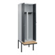 C+P PSA Doppel-Spind Classic PLUS, Bank, 2 Abteile, 2120x600x815mm, 7035/7016 Verschluss Sicherheits-Drehriegel Sitzbanktyp auskragend Material Sitzfläche Buche-Hartholz-2